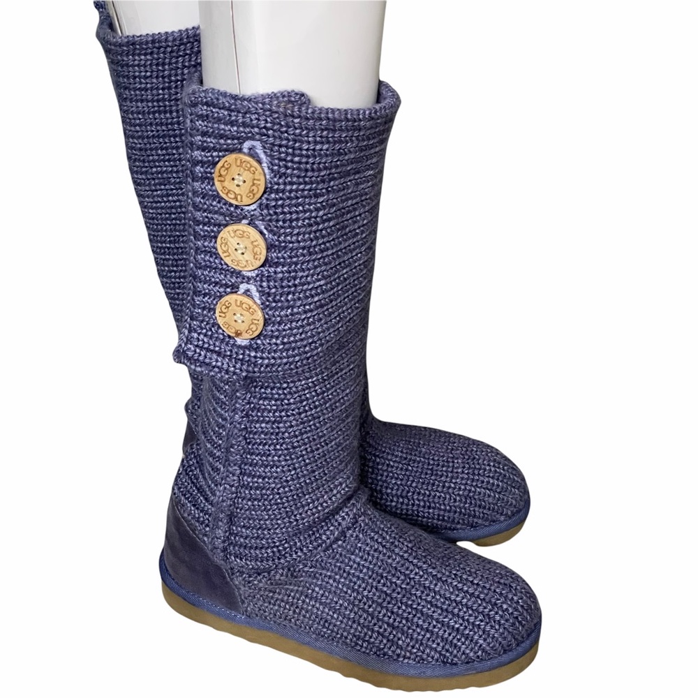 UGG Classic Cardy Boots Purple Knit Size 8 EUC